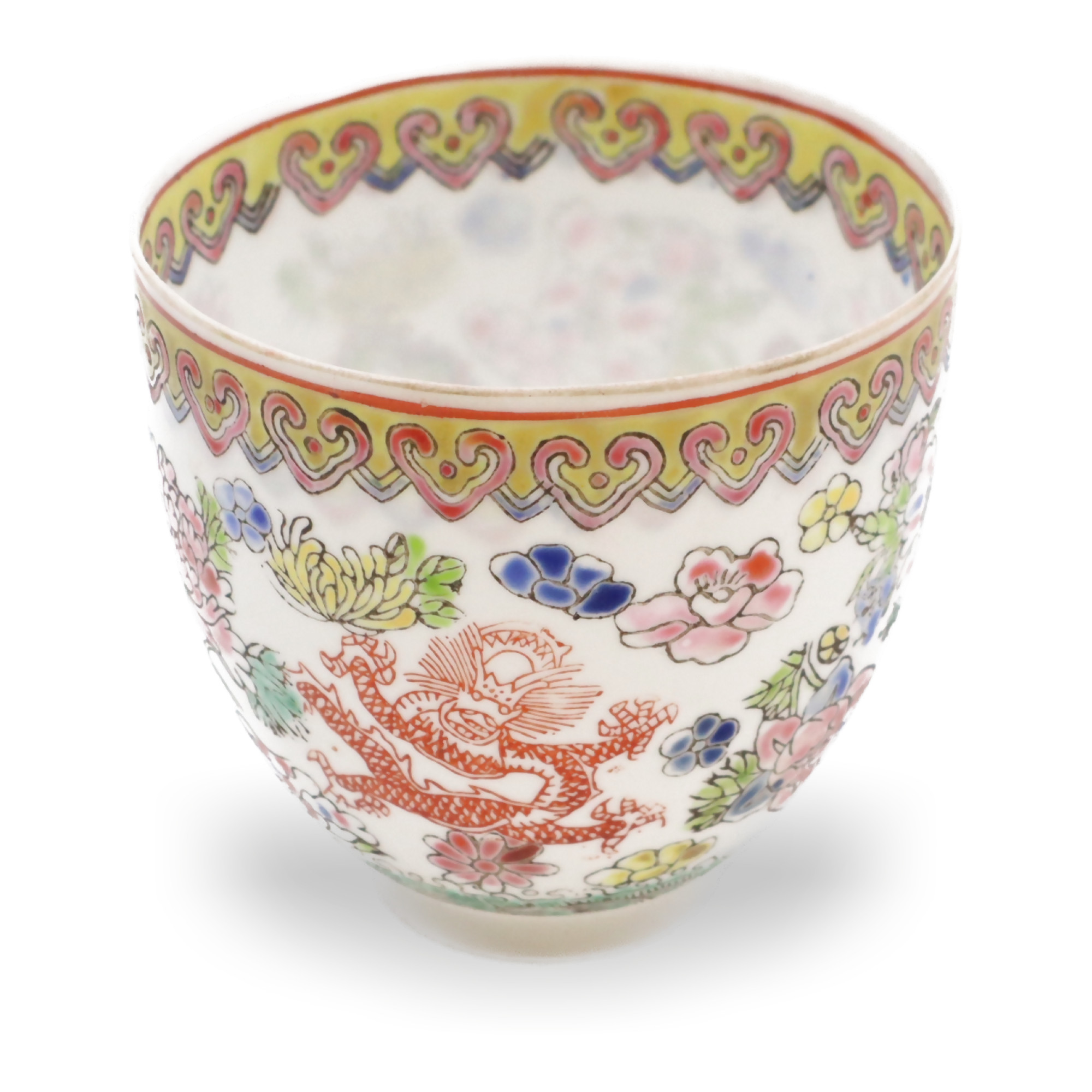 Chinesische Eierschalenporzellan-Tasse, Handbemalt